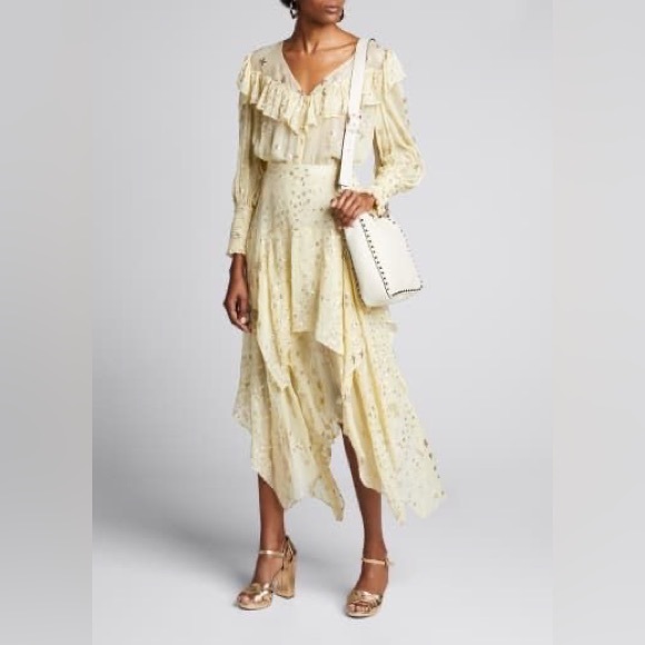 NWT LoveShackFancy Harleigh Metallic Silk Top Sunflower Yellow Romantic Regency - Picture 6 of 13